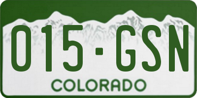 CO license plate 015GSN