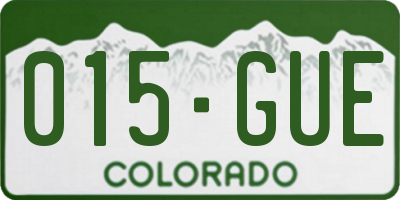 CO license plate 015GUE