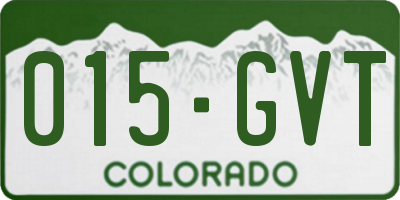CO license plate 015GVT