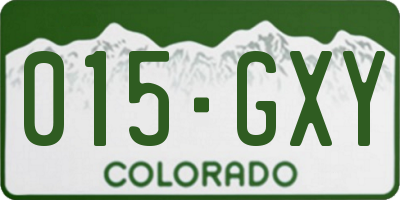 CO license plate 015GXY