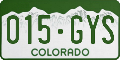 CO license plate 015GYS