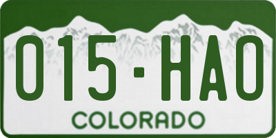 CO license plate 015HAO