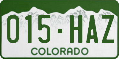 CO license plate 015HAZ