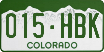 CO license plate 015HBK
