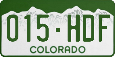 CO license plate 015HDF