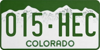 CO license plate 015HEC