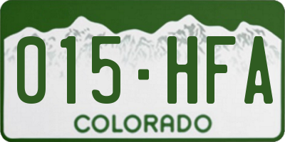 CO license plate 015HFA