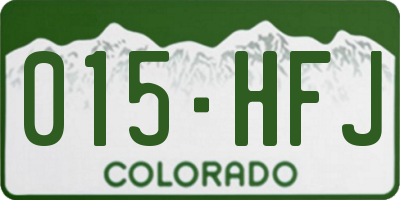 CO license plate 015HFJ