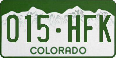 CO license plate 015HFK