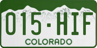 CO license plate 015HIF