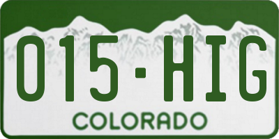 CO license plate 015HIG