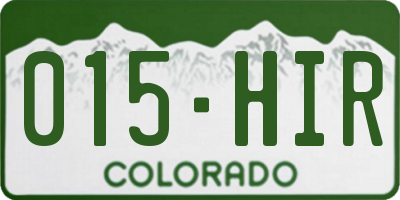 CO license plate 015HIR