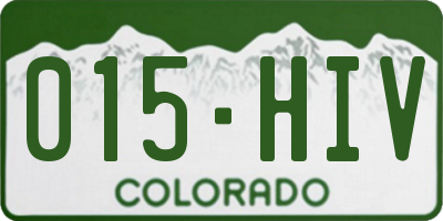 CO license plate 015HIV