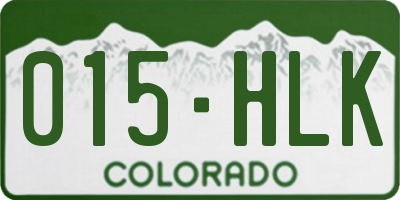 CO license plate 015HLK