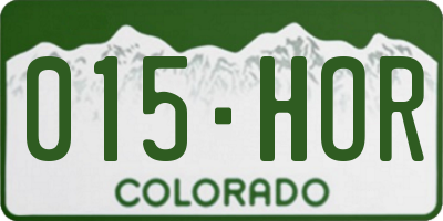 CO license plate 015HOR