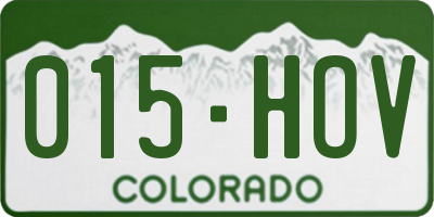 CO license plate 015HOV