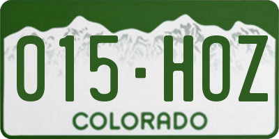 CO license plate 015HOZ