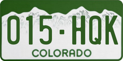 CO license plate 015HQK
