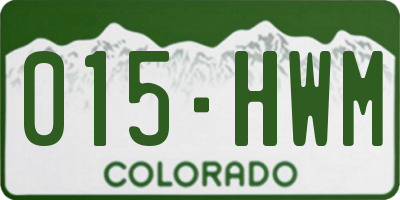 CO license plate 015HWM