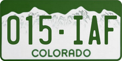 CO license plate 015IAF