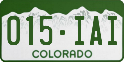 CO license plate 015IAI