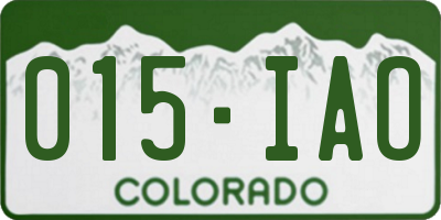 CO license plate 015IAO