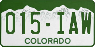 CO license plate 015IAW