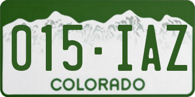 CO license plate 015IAZ