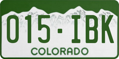 CO license plate 015IBK