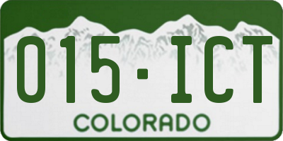 CO license plate 015ICT