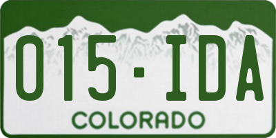 CO license plate 015IDA