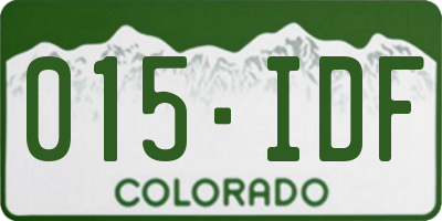 CO license plate 015IDF