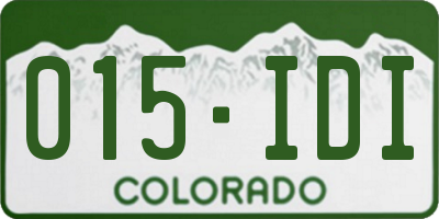 CO license plate 015IDI