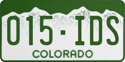CO license plate 015IDS