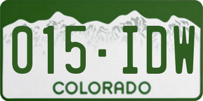 CO license plate 015IDW