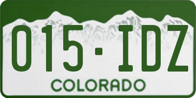 CO license plate 015IDZ