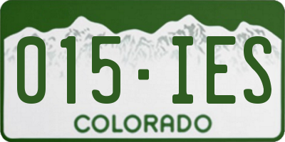 CO license plate 015IES