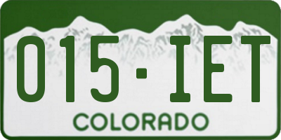 CO license plate 015IET
