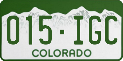CO license plate 015IGC