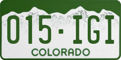 CO license plate 015IGI