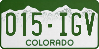 CO license plate 015IGV