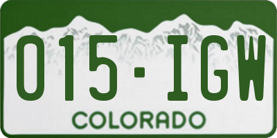 CO license plate 015IGW