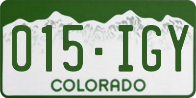 CO license plate 015IGY