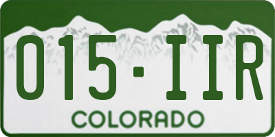 CO license plate 015IIR