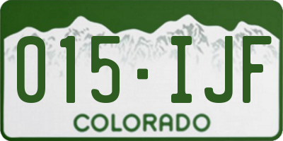 CO license plate 015IJF