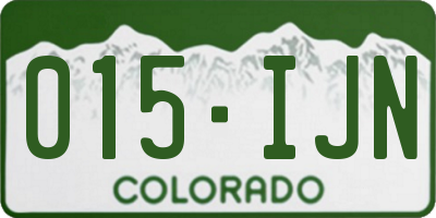 CO license plate 015IJN