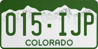 CO license plate 015IJP