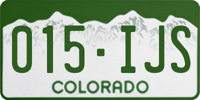 CO license plate 015IJS