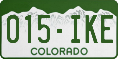 CO license plate 015IKE
