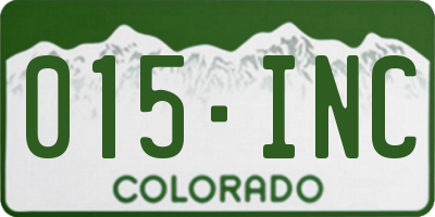 CO license plate 015INC